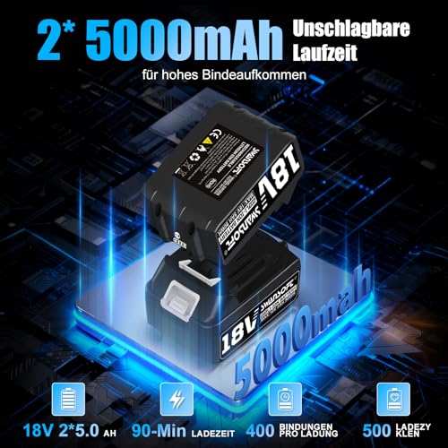 SWANSOFT Elektro-Umreifungsgerät für 14-16 mm PP-/PET-Band mit Digitaldisplay, 2 x 5000 mAh Akku, automatisches Packwerkzeug für Kartons und Paletten