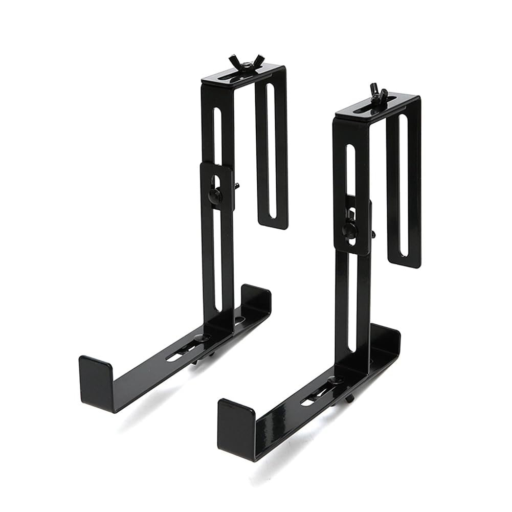 Support de pot de fleur suspendu pour balustrade réglable en métal noir | Lot de 2