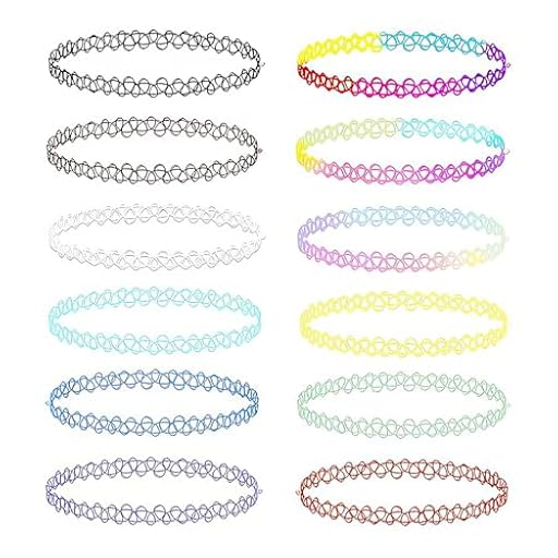 Lote de 12 collares tatuaje para chicas, collar de encaje elástico de moda, juego de joyas góticas elásticas para el cuello, para mujeres, chicas adolescentes | Ya disponible en tu tienda friki favorita! En mundofriki.es!