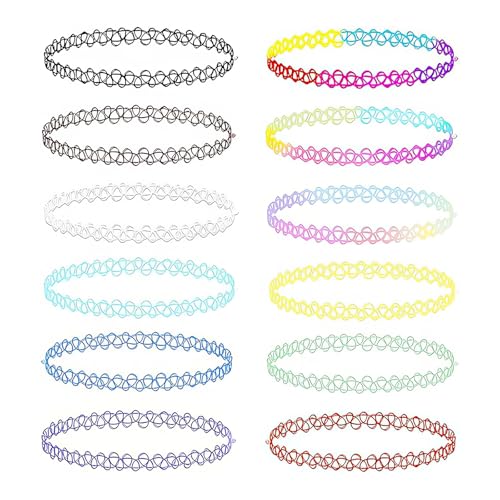 Lote de 12 collares tatuaje para chicas, collar de encaje
