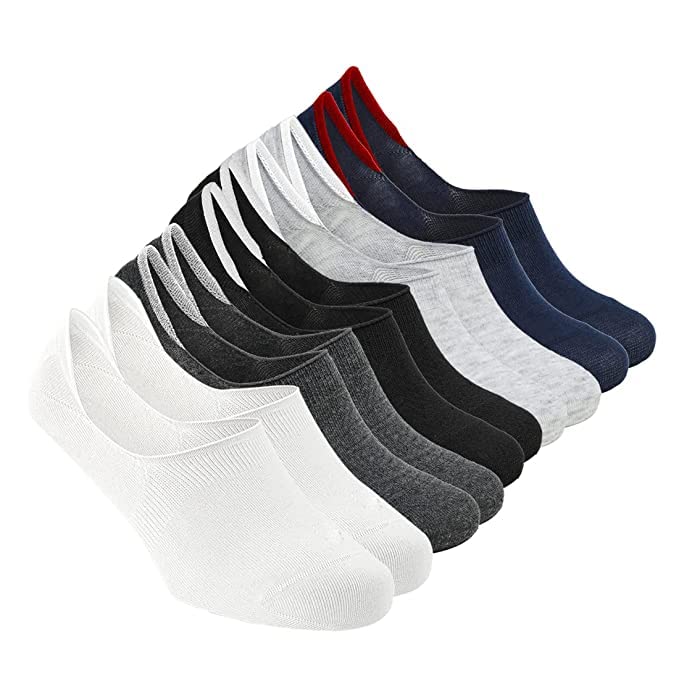 Image of Santosh Enterprises Unisex Ankle Socks No Show Socks, Loafer Sneakers Low Cut Cotton Black Grey Socks With Non Slip Grips (Free Size)