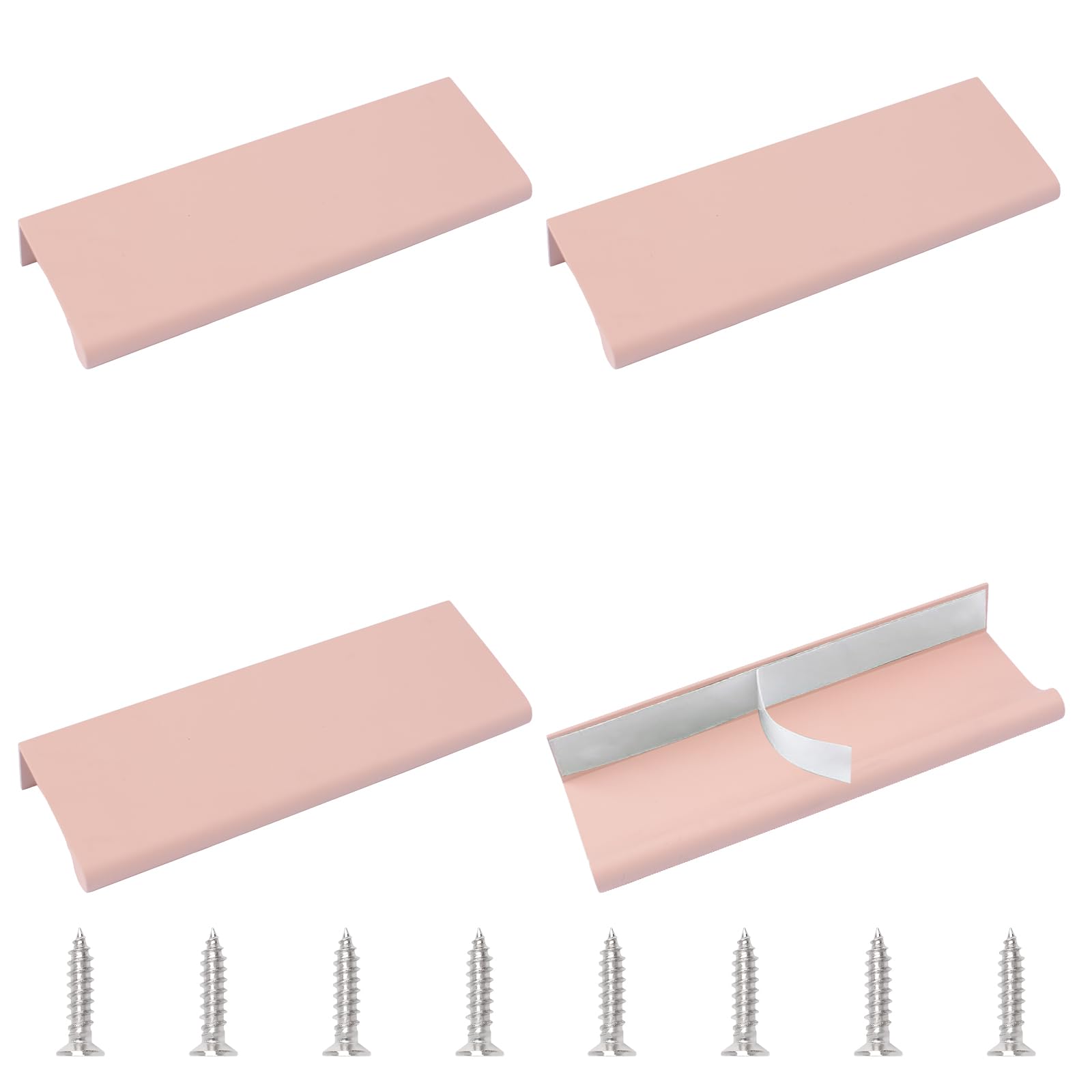 MOROBOR Finger Edge Pull, 4pcs Concealed Handle Auminum Alloy Invisible Handle Adhesive Self-Stick Instant Furniture Handles for Home Kitchen Door Cabinet,120mm/Ballet Pink — image 1