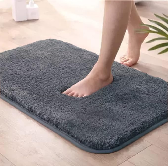 RJVT Super Soft Microfiber Dust Resistant Non Slip Door Mat, Color Fast, Machine Washable 40x60 Cms, Grey-picture-10