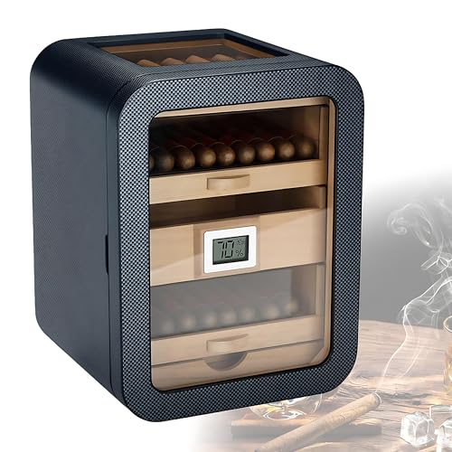 Humidor de puros multicapa de gran capacidad con madera de cedro e higrómetro 2