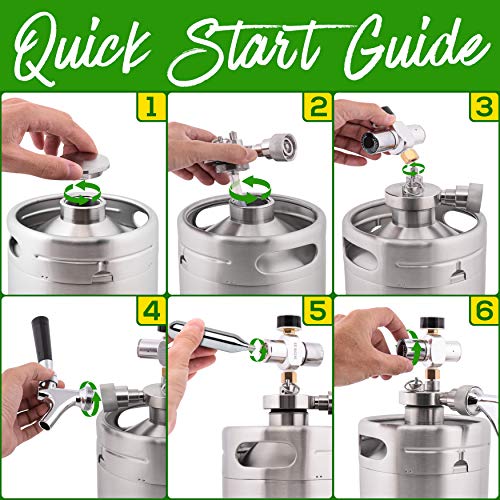 Nutrichef PKBRTP99 Double Walled System-64Oz Stainless Steel Growler Tap Portable Mini Keg Dispenser Kegerator Kit W/ Co2 Pressure Regulator thumb #3