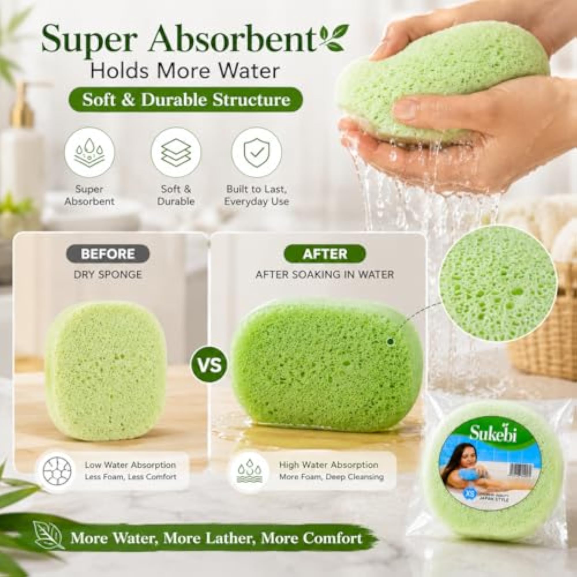 Bath Sponge Loofah, Pack of 2