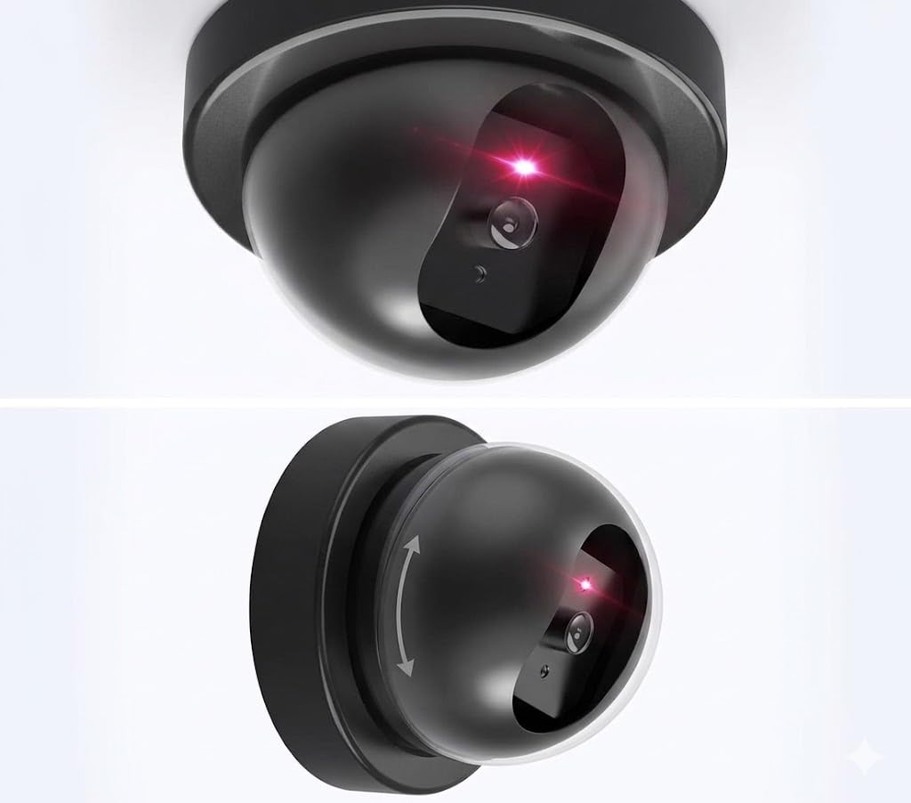Dummy CCTV Dome Camera with Blinking Red LED Light for Home or Office Security - Set of 2 (Black)-image-30