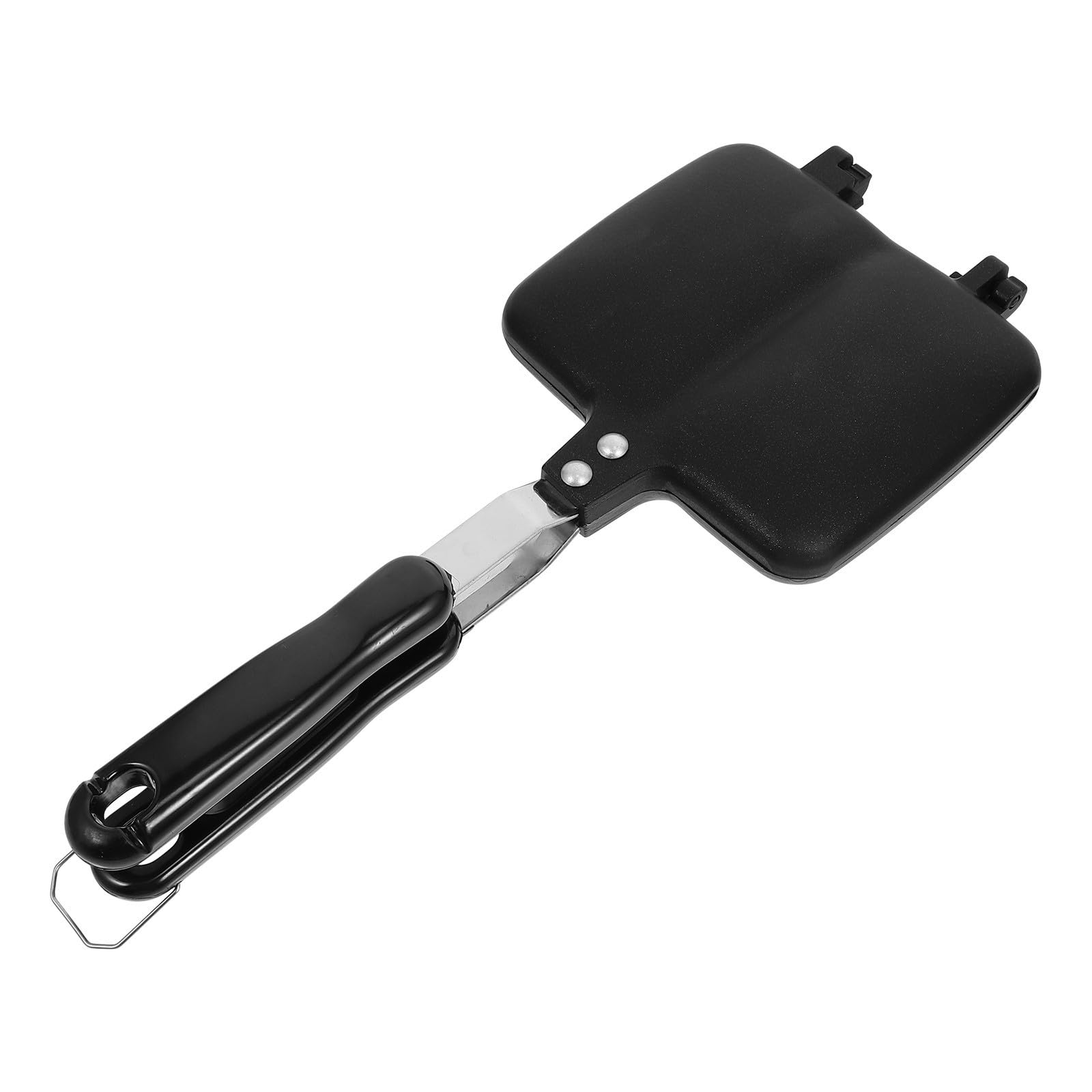 Kichvoe Sartén Sandwichera de Doble Cara Antiadherente y Fácil de Limpiar Molde para Sándwiches y Pan Tostado, Aluminio Negro para Hogar y Exteriores