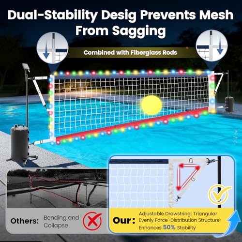 Vidoya Pool Volleyball Net Set with Solar LED Lights for Inground Pools - image 4