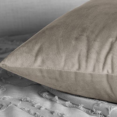 Image of HPD Half Price Drapes Cushion Cover 18 x 18 Heritage Plush Velvet - VPYC-161209-CC18PR - Pair, Gallery Taupe