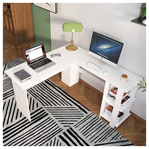 soges Escritorio en Forma de L Escritorio de Esquina Grande Escritorio de computadora Mesa de Oficina estación de Trabajo informática Mesa de Juego para Oficina en casa, S1-XTD-SC01-WW