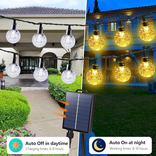 Joomer Solar String Lights Outdoor Waterproof, 65FT 100LED Globe,Warm White - 1