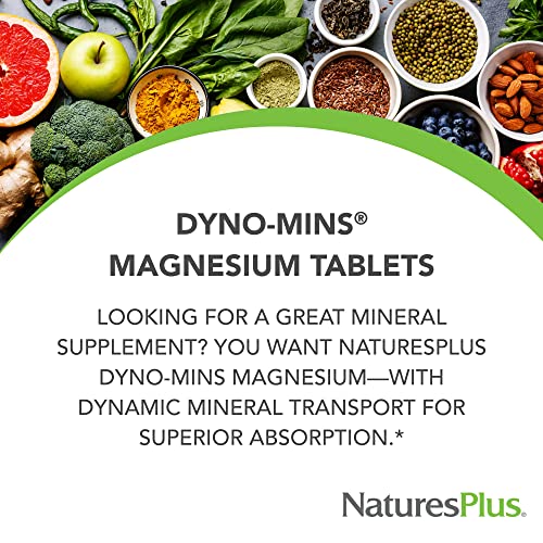 Naturesplus Dyno Mins Magnesium - 250 Mg, 90 Vegetarian Tablets - Enhanced Absorption Bone Health Supplement - Hypoallergenic, Gluten-Free - 90 Servings #TOP2