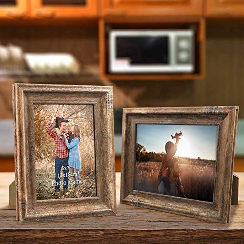 Zbeivan 2-Pack 5X7 Picture Frames Set Vintage Brown Family Art Rustic Photo Frame For Tabletop Stand Or Wall Hanging #TOP6
