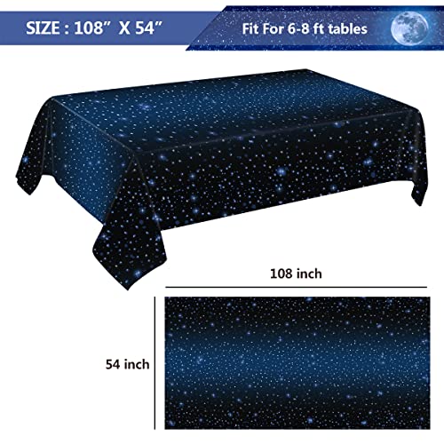 Uvcmdui 4 Pack Space Tablecloth Galaxy Table Cloth Outer Space Tablecloth, 54 X 108 Inch Disposable Rectangle Plastic Star Tablecloth, Space Themed Party Supplies For Birthday Parties Decorations #TOP2
