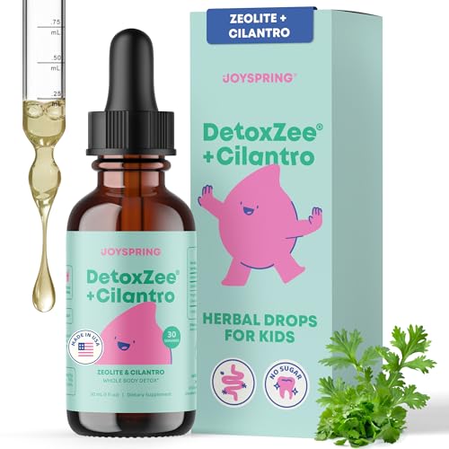 JoySpring DetoxZee Cilantro & Zeolite Drops for Kids | Liquid Zeolite Clinoptilolite with Cilantro Extract | Gentle Daily Wellness Support | Raspberry Flavor Supplement | 30 Servings
