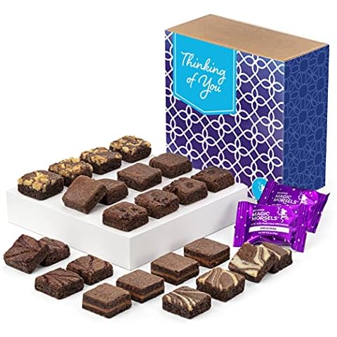 Fairytale Brownies Thinking of You Magic Morsel 24 Individually Wrapped Gourmet Chocolate Food Gift Basket for Sympathy Good Luck or All-Occasion - 1.5 Inch x 1.5 Inch Bite-Size Brownies - 24 Pieces - Item CT424 Cover