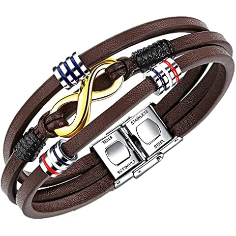 Men's Bracelet Leather Bangle Black Leather Bracelet for Men Braided Infinity Genuine Leather Wide Wrap Bracelet Great Gifts, Leather Cover
