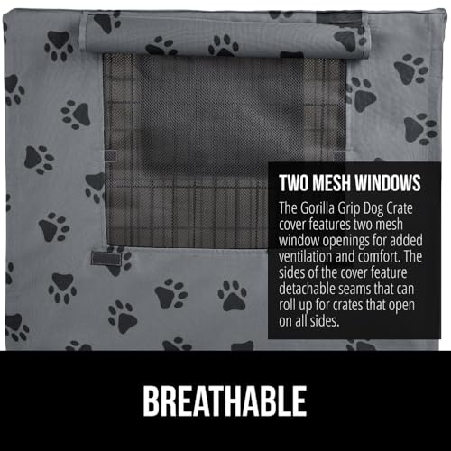 Gorilla Grip Heavy Duty Light Reducing Dog Crate Covers, All Sides Open, Privacy Cover Fits 24″ Wire Indoor Kennel, Breathable Mesh Windows, Washable Durable Pet Puppy Training Cage Topper, Paw Design Gorilla Grip Heavy Duty Light Reducing Dog Crate Covers, All Sides Open, Privacy Cover Fits 24″ Wire Indoor Kennel, Breathable Mesh Windows, Washable Durable Pet Puppy Training Cage Topper, Paw Design