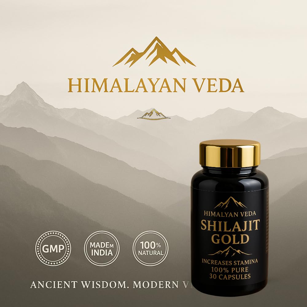 HIMALYAN VEDA Shilajit Gold Capsules for Men & Women | 30 Ayurvedic Capsules with 24 Carat Gold, Ashwagandha, Gokshura & Safed Musali | Natural Herbal Supplement for Energy, Stamina, Strength & Daily Wellness Support — Amazon image 9