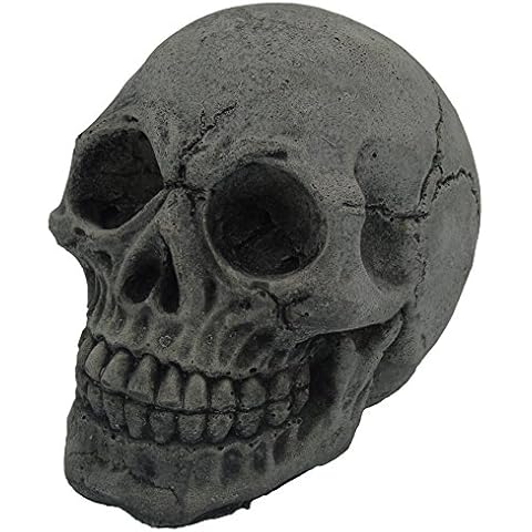 Skull, Small. Stone concrete Garden Ornament Hand Mixed, Cast, Coloured and Finished by Bekki Garvin. 10 x 6 x 8 cms, 0.61 kilograms. NP2 Cover