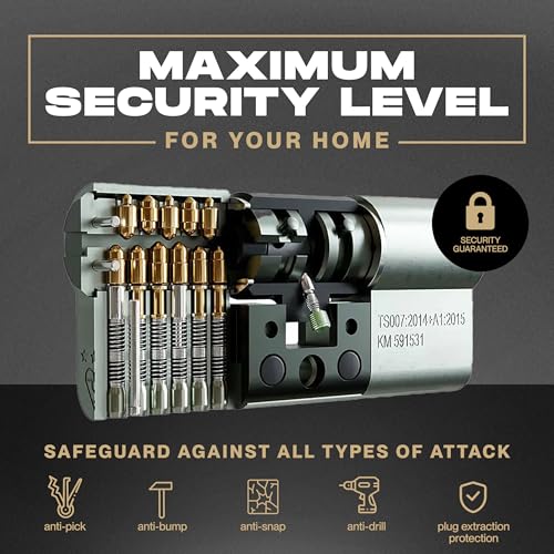 IRONWORX® Spectre Nickel 60mm (Turn) / 35mm (Key) (95mm) Maximum-Security Police Approved TS007 BSI 3 Star Euro Cylinder Door Lock with Escape Thumb Turn Function - Image 2