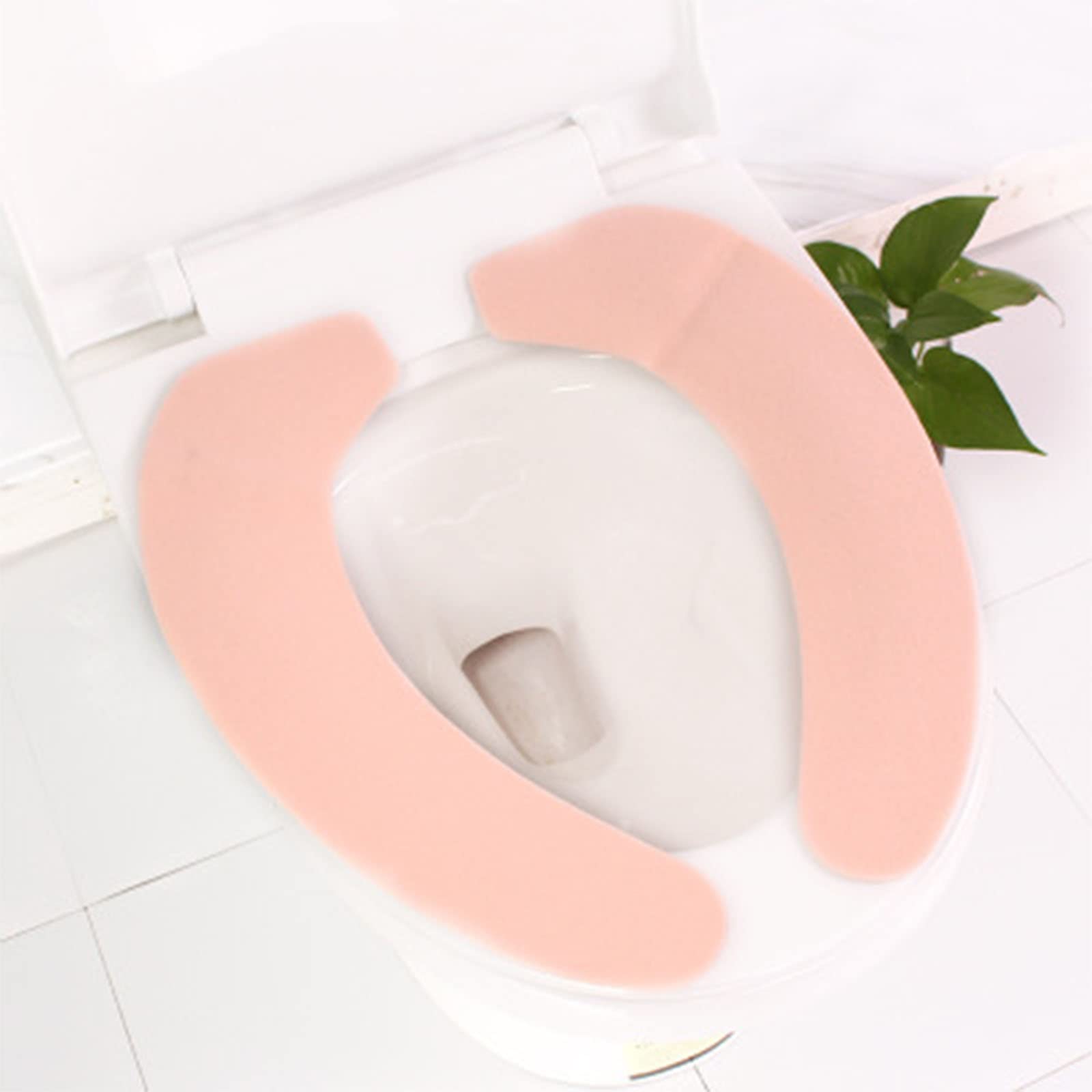 Couvre-siège de toilette non marquant et autocollant lavable rose
