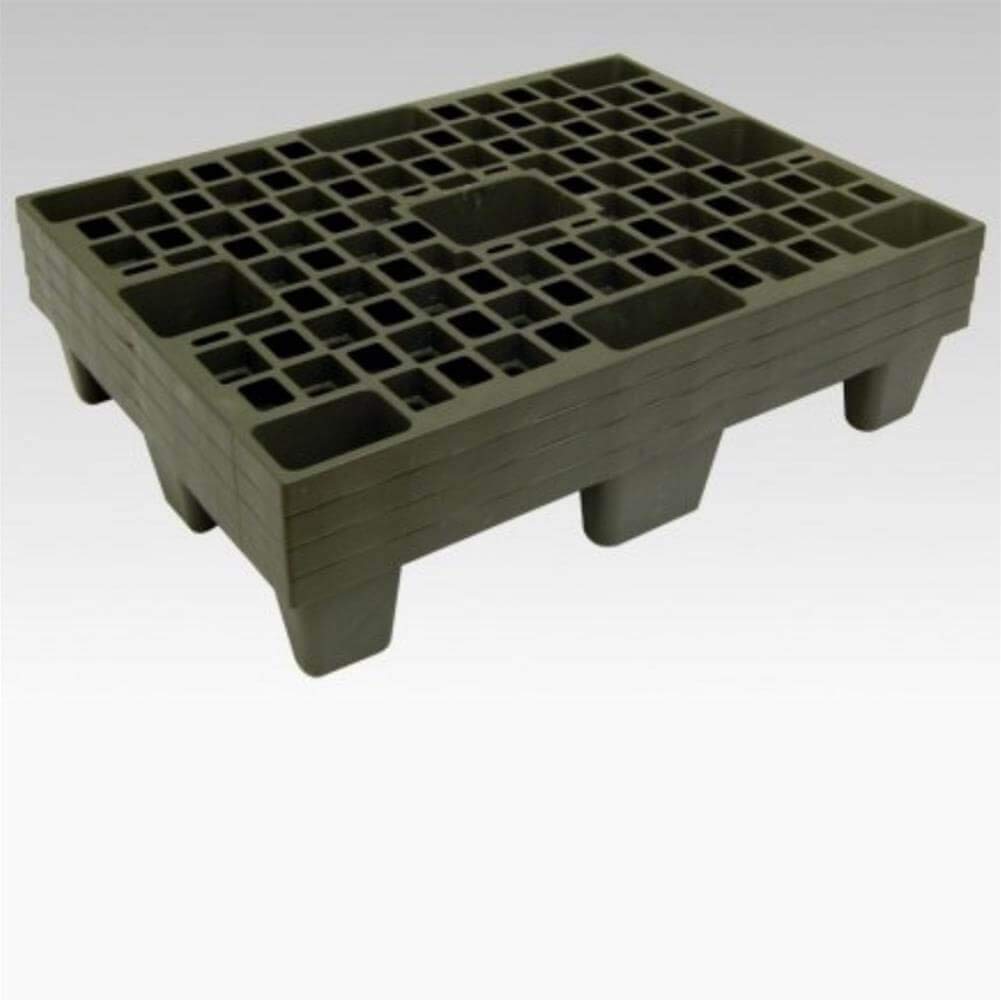 Pallet Plastica Riciclata 600x800x140mm - 5 Piedi, Portata 500kg Dinamica, Forato, Grigio/Nero - Foto 5