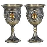 Sewroro 2 Copas de Vino Retro de Metal Diseño de Rosa Tamaño Compacto Color Bronce Copa Doméstica Multifuncional para Licores y Decoración Elegante para Cenas y Fiestas