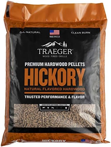 Traeger Grills Hickory 100% All-Natural Wood Pellets for Smokers and Pellet Grills, BBQ, Bake, Roast, and Grill, 20 lb. Bag