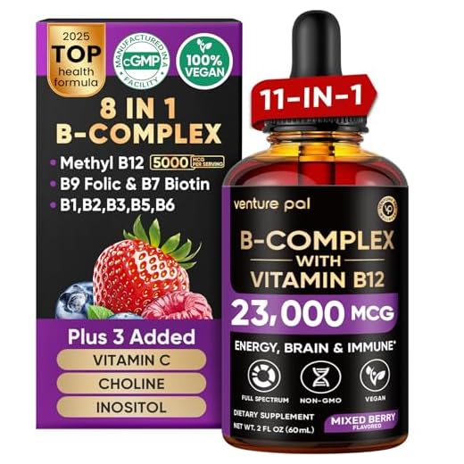 Venture Pal 11-in-1 Vitamin B Complex Liquid Drops, B12 Methylcobalamin | B9 Folic | B1,B2,B3,B5,B6,B7 - Vitamin C, Choline, Inositol, Immune & Energy Metabolism, Brain & Heart Support