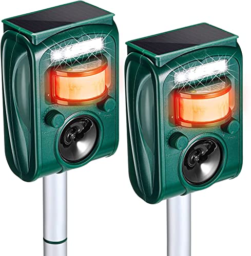 2023 2X Répulsif à ultrasons Solaire pour Chats, répulsif pour Chats, répulsif pour Animaux, répulsif pour Pigeons, étanche IP65 5 Modes réglable, utile pour la Ferme, Le Jardin, la pelouse, la Cour