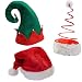 (SET OF 3) Plush Santa Hat, Felt Elf Hat w/Bells, Red Coil Santa Hat
