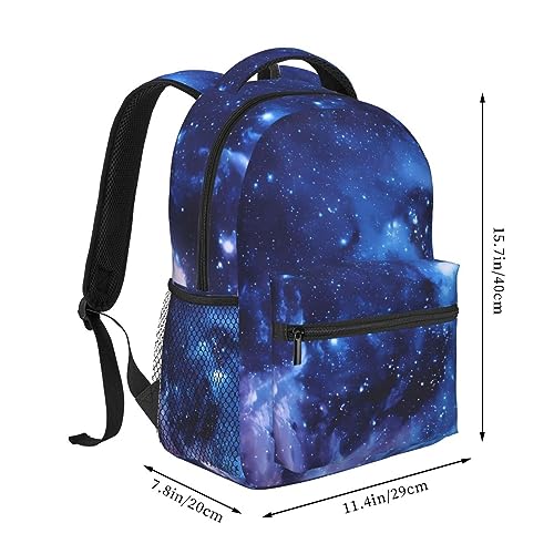 Sac à dos école et travail multifonctionnel avec imprimé galaxie bleue - 2