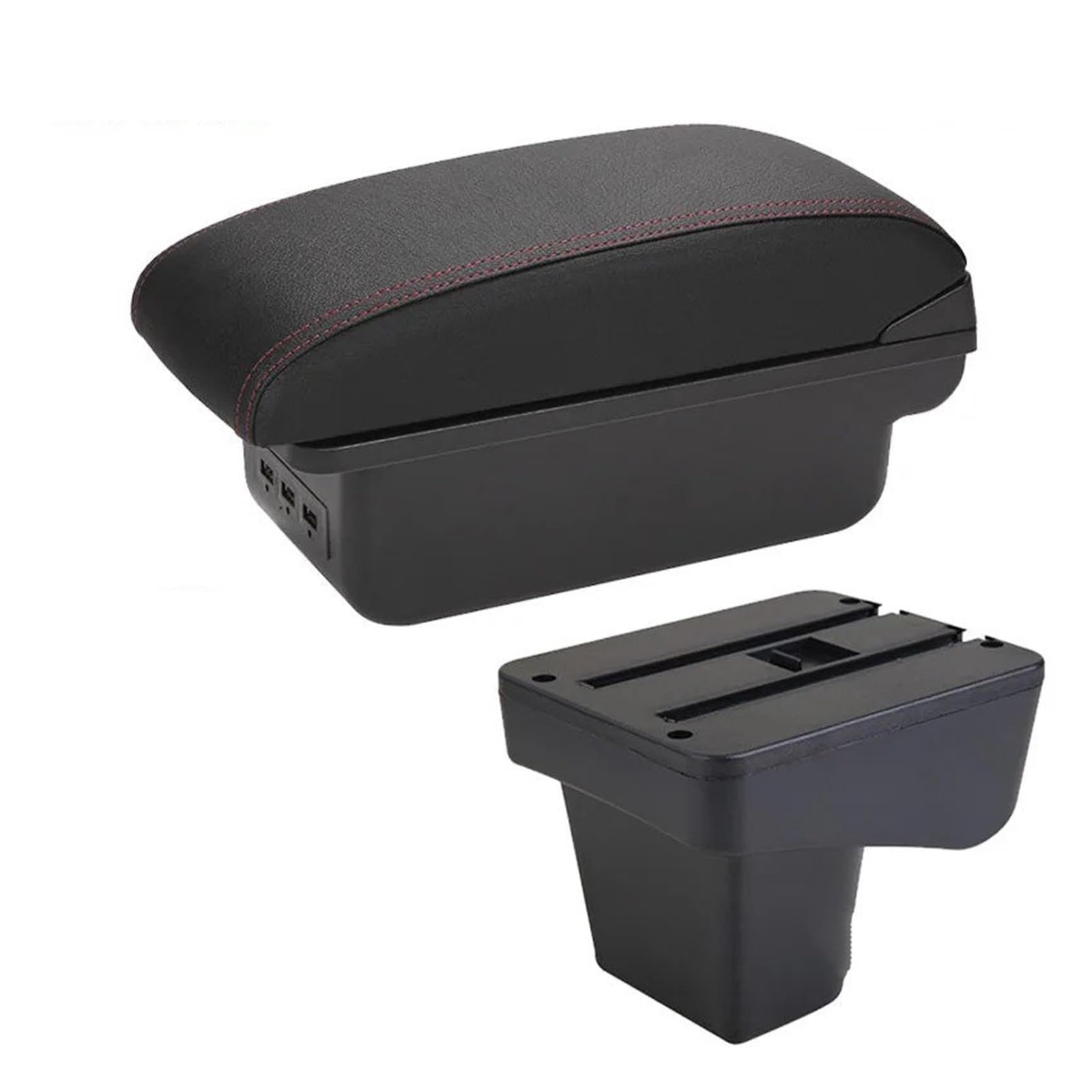 GBGWRMRYX Center Armrest Box For Suzuki For Vitara Car Armrest Retrofit Parts Dedicated Center Storage Box Interior USB Accessories Arm Rest(B1 Black red 3USB)