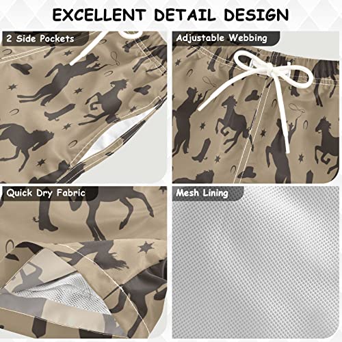 Wild West Cowboy Boys Swim Trunks Baby Kids Horses Swimwear Summer Toddler Beach Board Shorts Bathing Suit 2T3