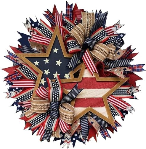 250th Anniversary Patriotic Wreath, Memorial Wreaths 3D Eagle Wreaths for Front Door, 17.8'' Red White and Blue Wreath All-Weather Farmhouse Outdoor Holiday Decoration(A) — view 3