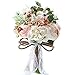 Pauwer Artificial Peony Rose Flower Bouquet for Bride Bridesmaid Handmade Wedding Bouquet Silk Bridal Bouquet Holding Flower
