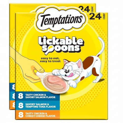 Temptations Lickable Spoons, Soft Lickable Cat Treats, Adult Wet Cat Treats, Variety Pack, 24 Spoons (Pack of 2) - image 1