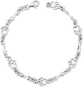【Radley 】ドッグ 犬 花クリスタル 18Kプレート ブレスレット Amazon | 925スターリングシルバー犬の骨と足跡プリントリンク