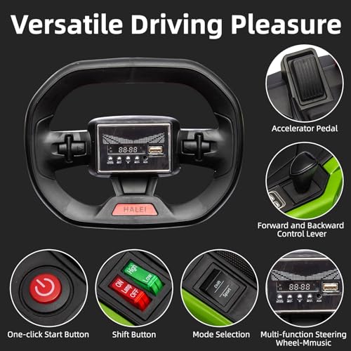 Palby'S HJS-AHL007-GOKART-GREENL08O Go Karts For Kids,24V Electric Go Kart With 2 * 150W Powerful Motors,8Mph Max Speed,Max Load 110Lbs,W/Button Start,Lights,Safety Belt, Music Age 6-12-Green thumb #5