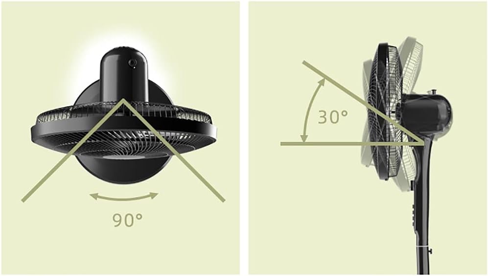 Stand Fan High Energy Aluminum Alloy Fan bladeswith Space-Saving Design 3 Speed Settings Adjustable