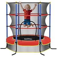 HOMCOM 6FT Kids Trampoline for Toddlers with Safety Net Enclosure Outdoor Indoor for Age 3-10 Years, Blue