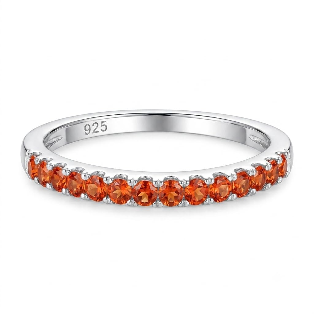 Anillo de plata de ley 925 para mujer, anillo de dedo de media eternidad, joyería de plata elegante, accesorios para mujer, joyería de plata minimalista