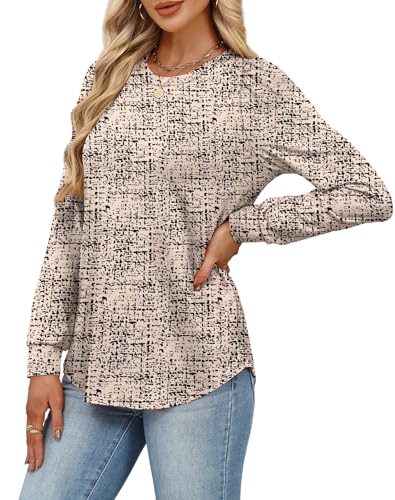 Alaroo Womens Long Sleeve Shirts 2025 Fall Tunic Tops Crewneck Blouses Print4