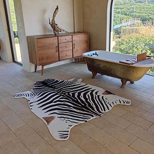 Tapete Decorativo Estampado Cebra 4.6ft x 6.6ft Blanco y Negro miniatura 5