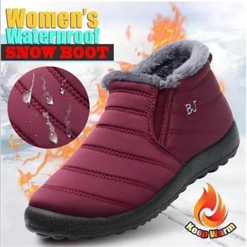 Indicativey Snow Boots Womens Winter Snow Boots Fur Lined Warm Ankle Boots Slip On Outdoor Shoes3