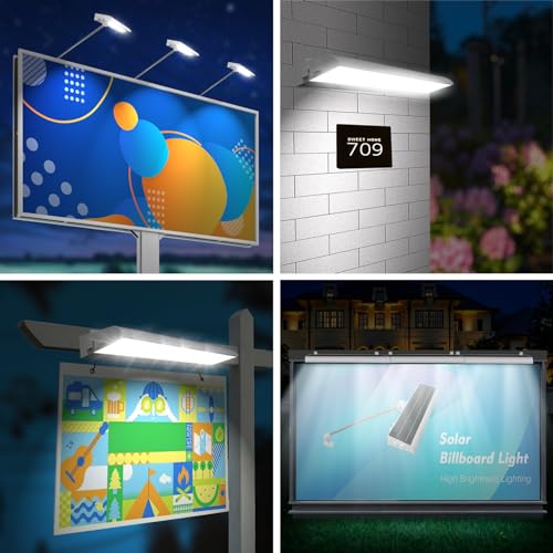 Image of Solar Led Post Light Super Bright 232 LED Sign Lights Outdoor Waterproof Solar Powered for Real Estate Signs House Numbers Address Buesiness Store Billboard Lighting Dusk to Dawn (White)