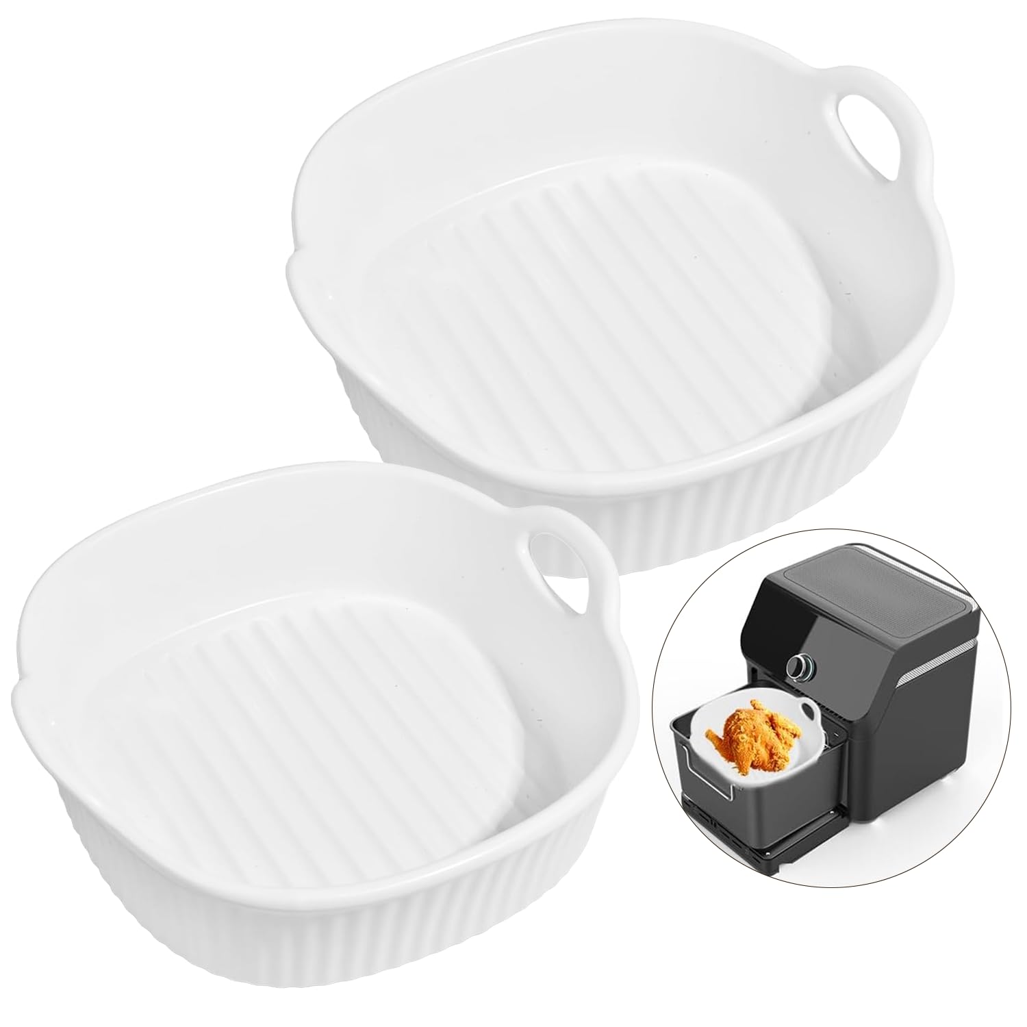 Amazon.com: Ceramic Air Fryer Bowl Liners Reusable, 2 pcs Easy