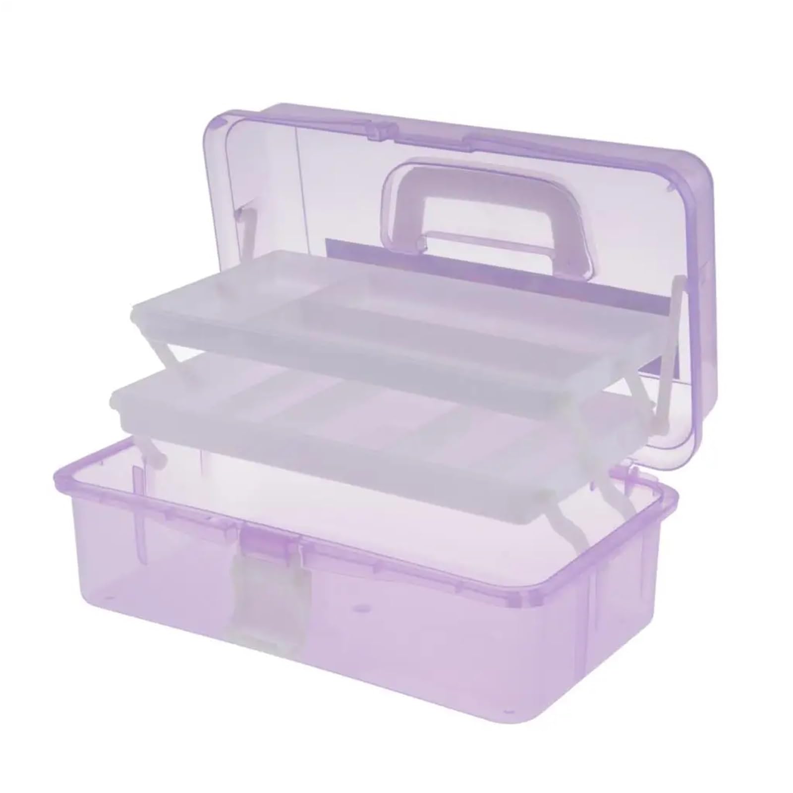 Sewing Box Plastic Arts and Crafts Storage, Folding Toolbox, Miscellaneous Art for Home(Purple)